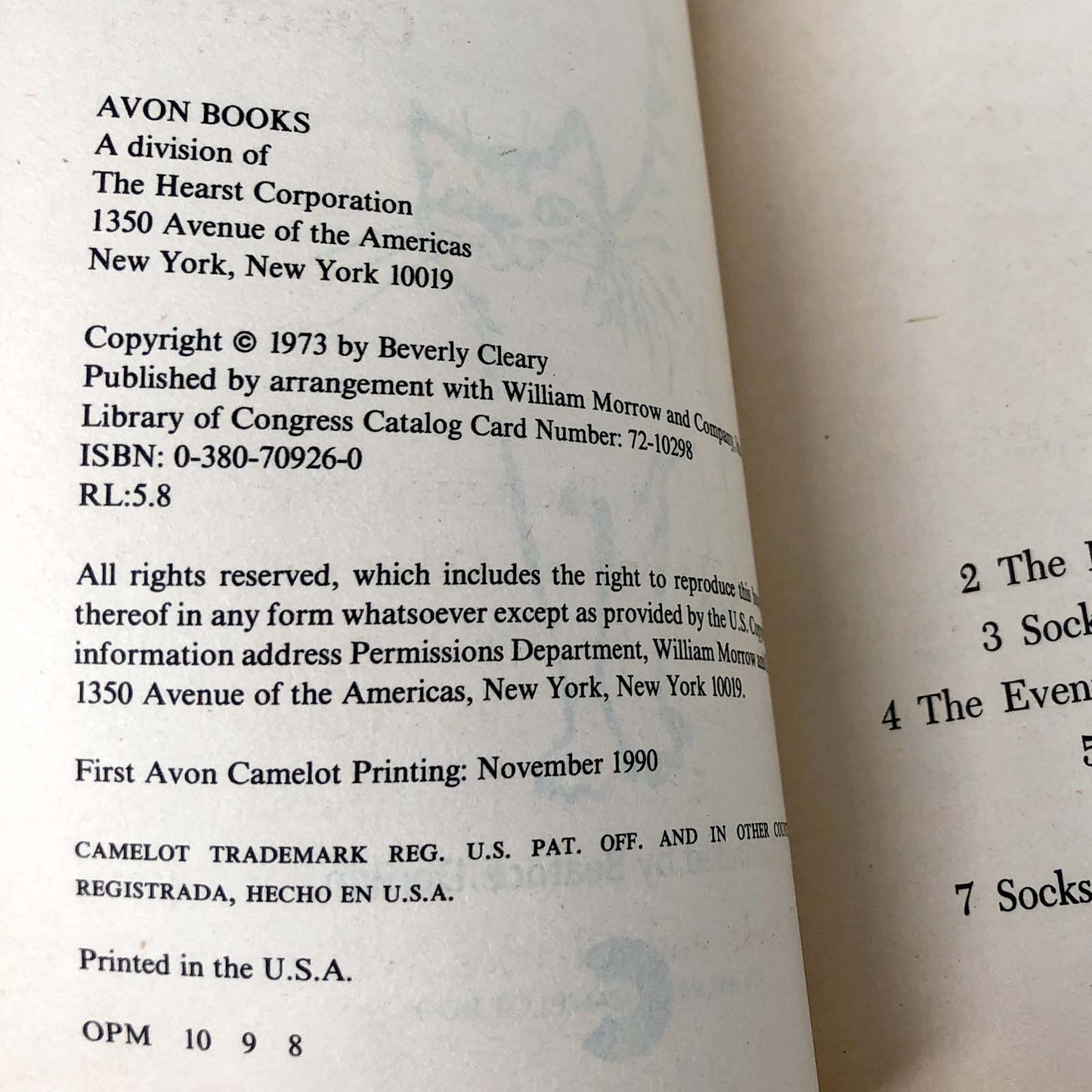 Socks by Beverly Cleary [TRADE PAPERBACK] 1990 • Camelot