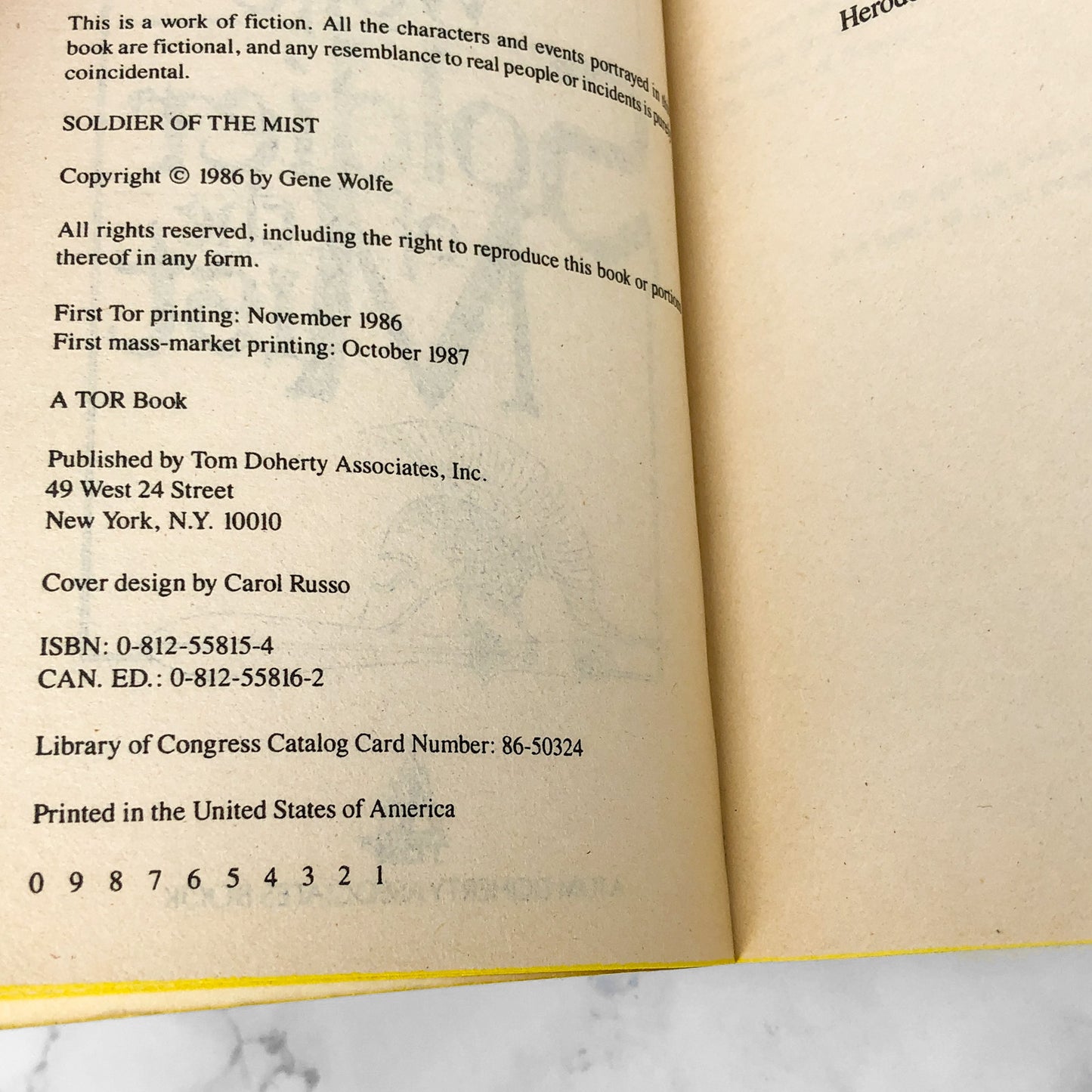 Soldier of the Mist by Gene Wolfe [FIRST PAPERBACK PRINTING] 1987