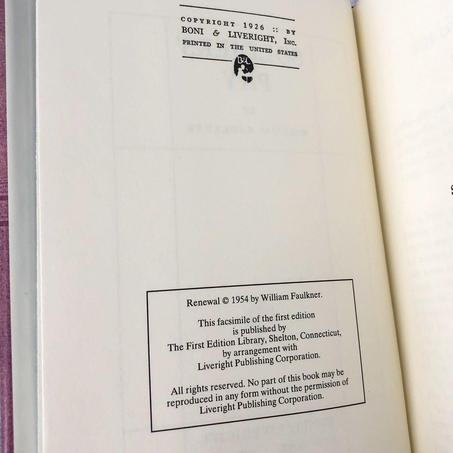 Soldiers' Pay by William Faulkner [FIRST EDITION FACSIMILE] 1954