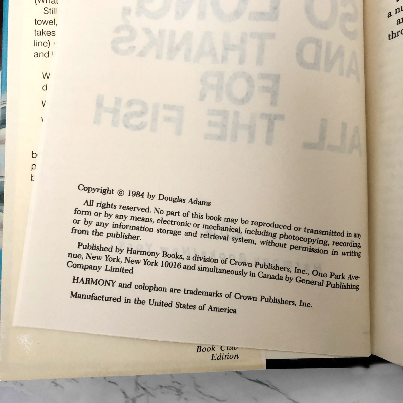 So Long and Thanks For All the Fish by Douglas Adams [FIRST BOOK CLUB EDITION]