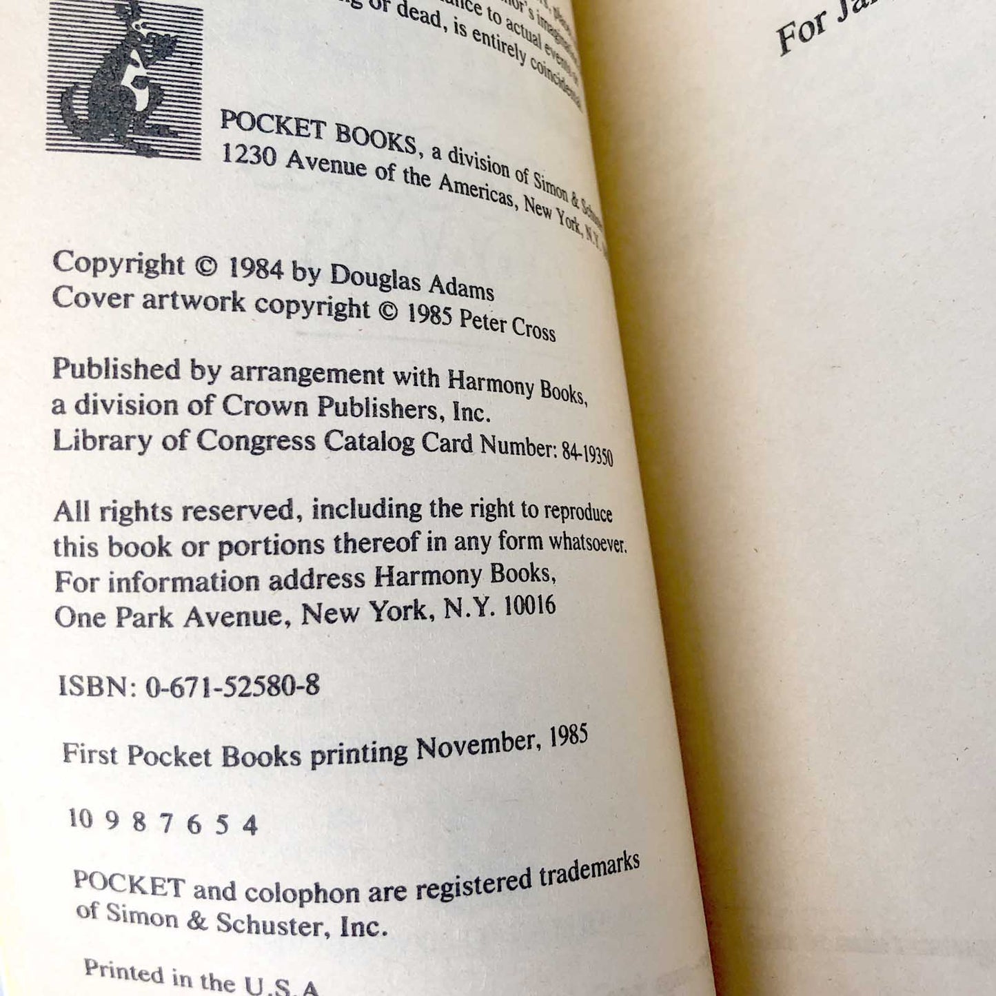 So Long and Thanks For All the Fish by Douglas Adams [FIRST PAPERBACK EDITION] 1985