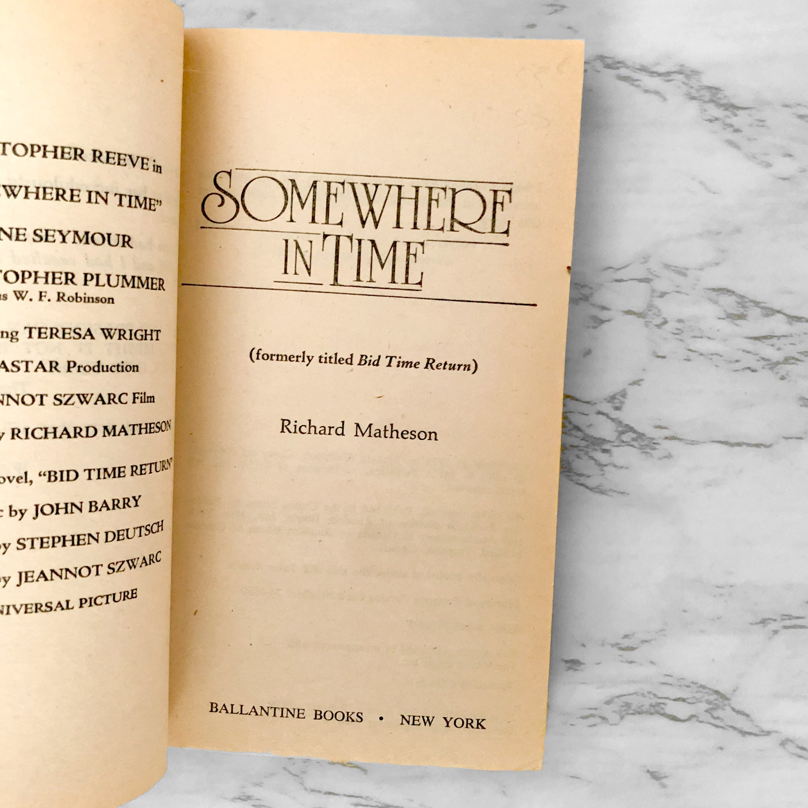 Somewhere in Time by Richard Matheson [MOVIE TIE-IN PAPERBACK