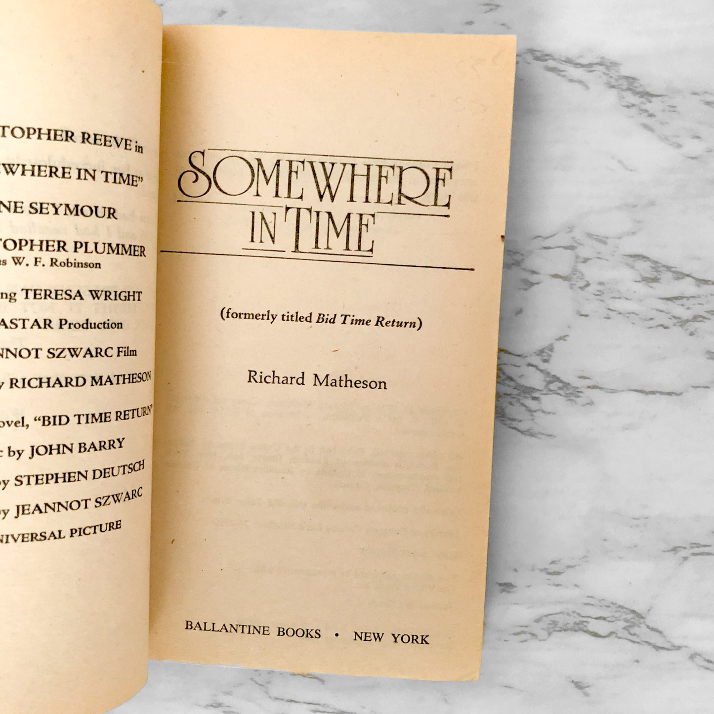 Somewhere in Time by Richard Matheson [MOVIE TIE-IN PAPERBACK / 1980]