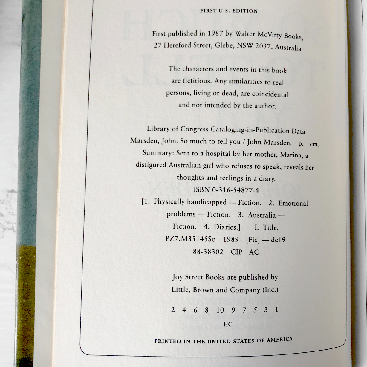 So Much to Tell You... by John Marsden [FIRST EDITION / 1987]