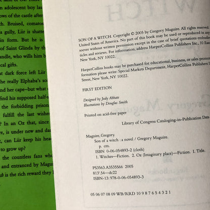 Son of A Witch by Gregory Maguire SIGNED! [FIRST PRINTING] - Bookshop Apocalypse