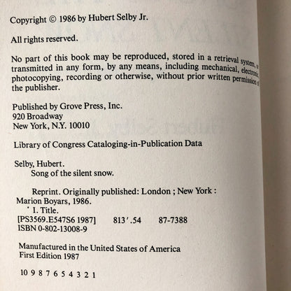 Song of the Silent Snow by Hubert Selby Jr. [FIRST PAPERBACK PRINTING] - Bookshop Apocalypse