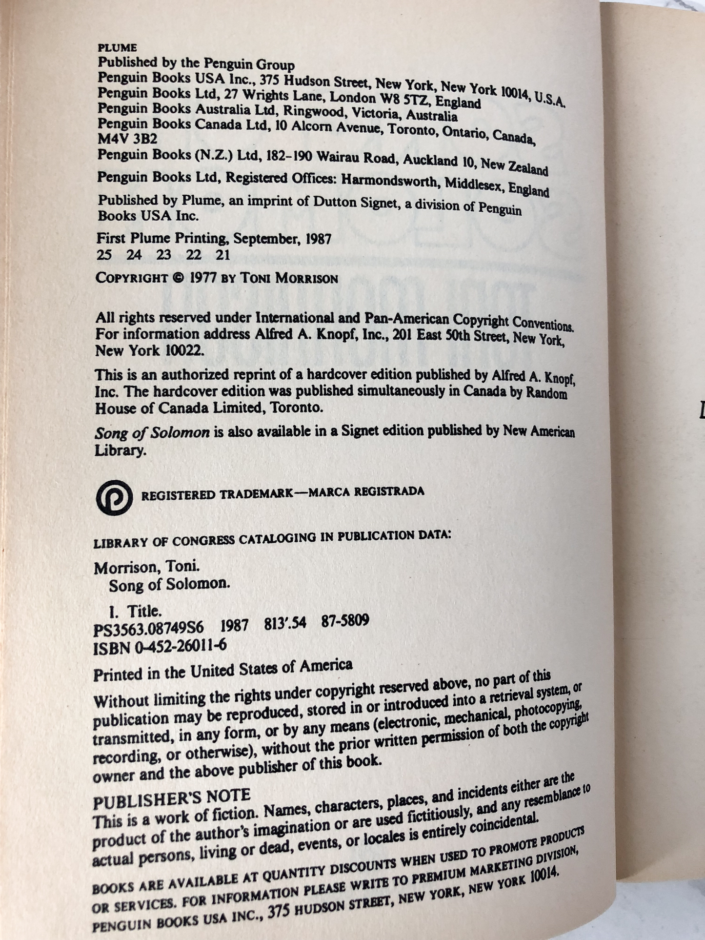 Song of Solomon by Toni Morrison - Bookshop Apocalypse