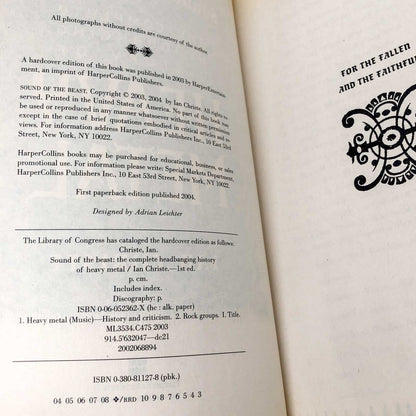Sound of the Beast: The Complete Headbanging History of Heavy Metal by Ian Christe [FIRST PAPERBACK EDITION] 2003