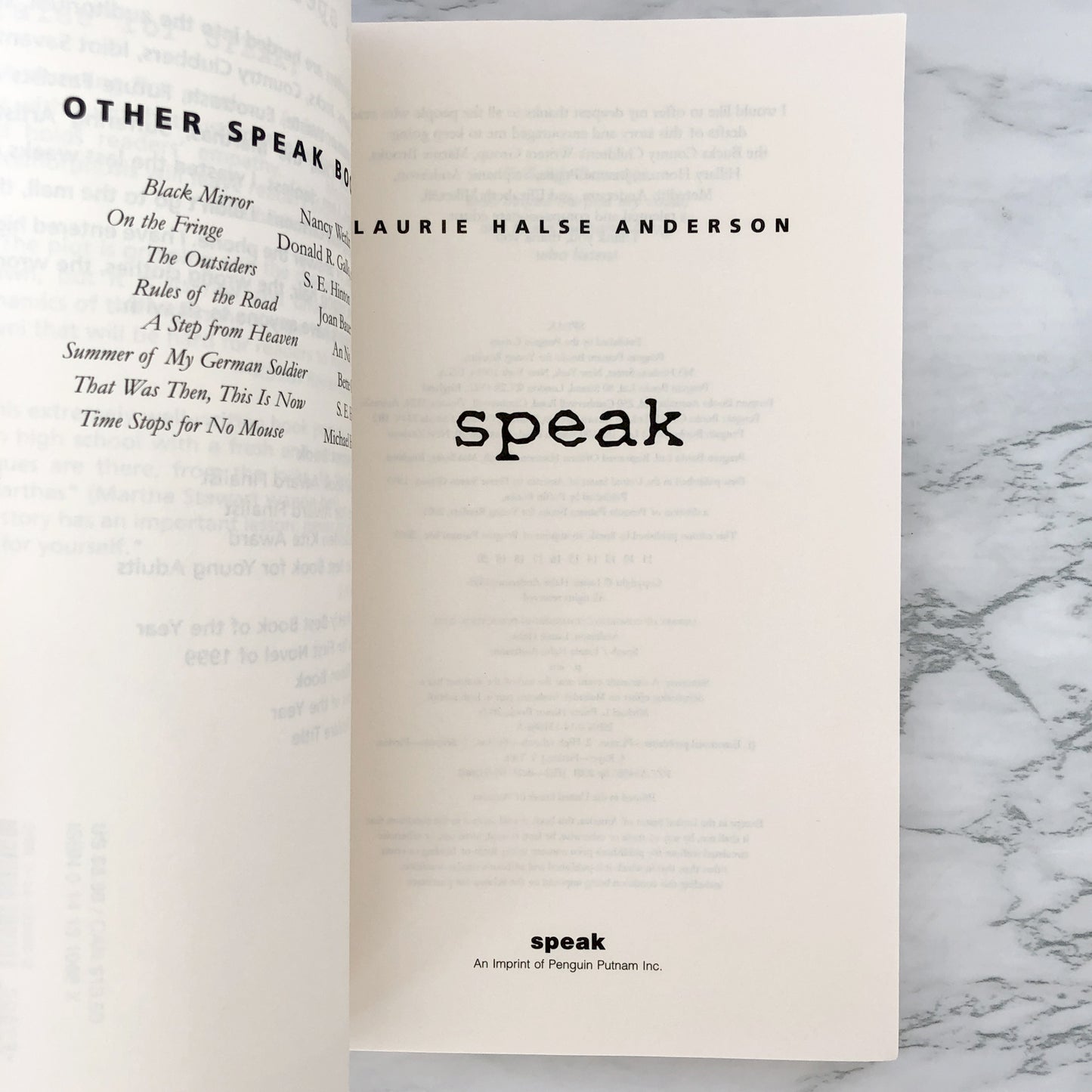 Speak by Laurie Halse Anderson [TRADE PAPERBACK] 2003 • Penguin Putnam