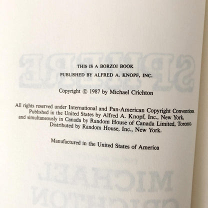 Sphere by Michael Crichton [FIRST BOOK CLUB EDITION / 1987]