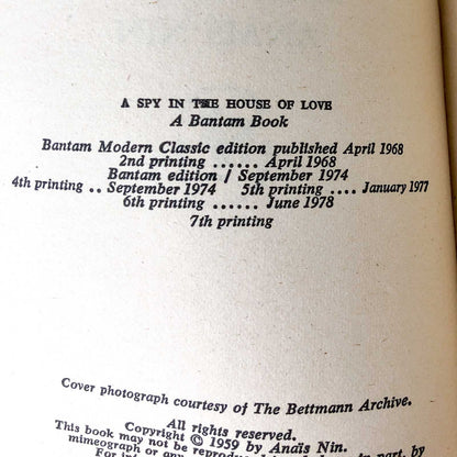 A Spy in the House of Love by Anaïs Nin [1978 PAPERBACK]