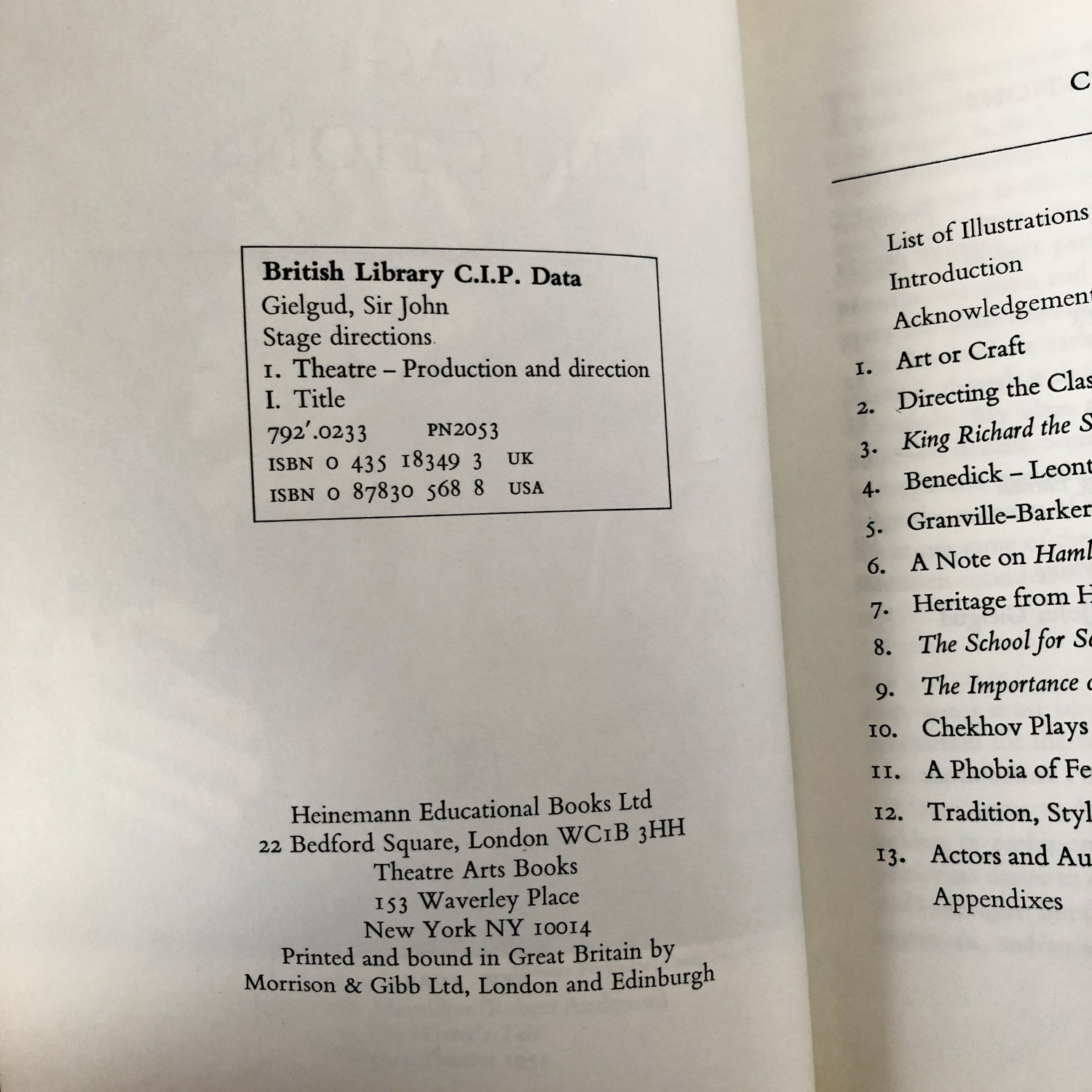 Stage Directions by John Gielgud [1979 TRADE PAPERBACK] - Bookshop Apocalypse