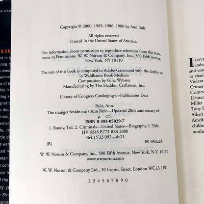 The Stranger Beside Me by Ann Rule [20th ANNIVERSARY HARDCOVER] 2000