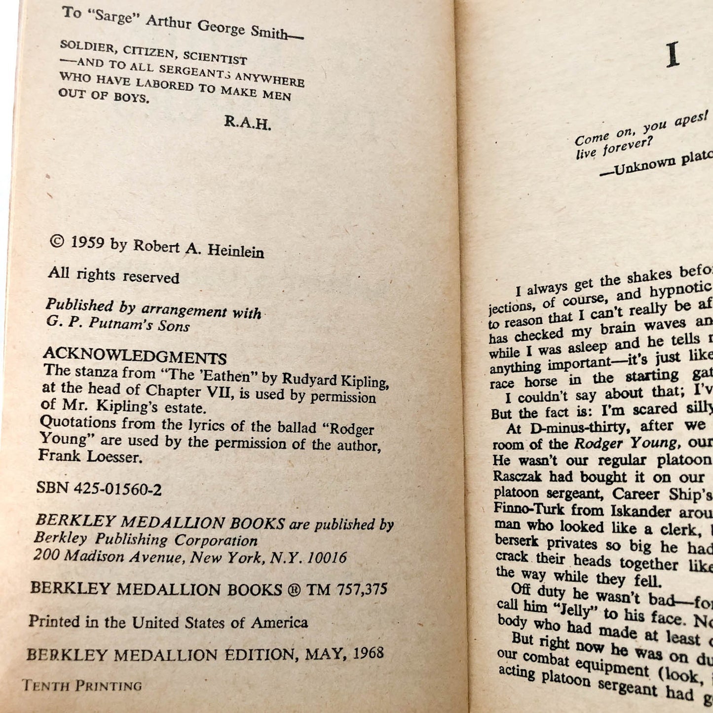 Starship Troopers by Robert A. Heinlein [1968 PAPERBACK]