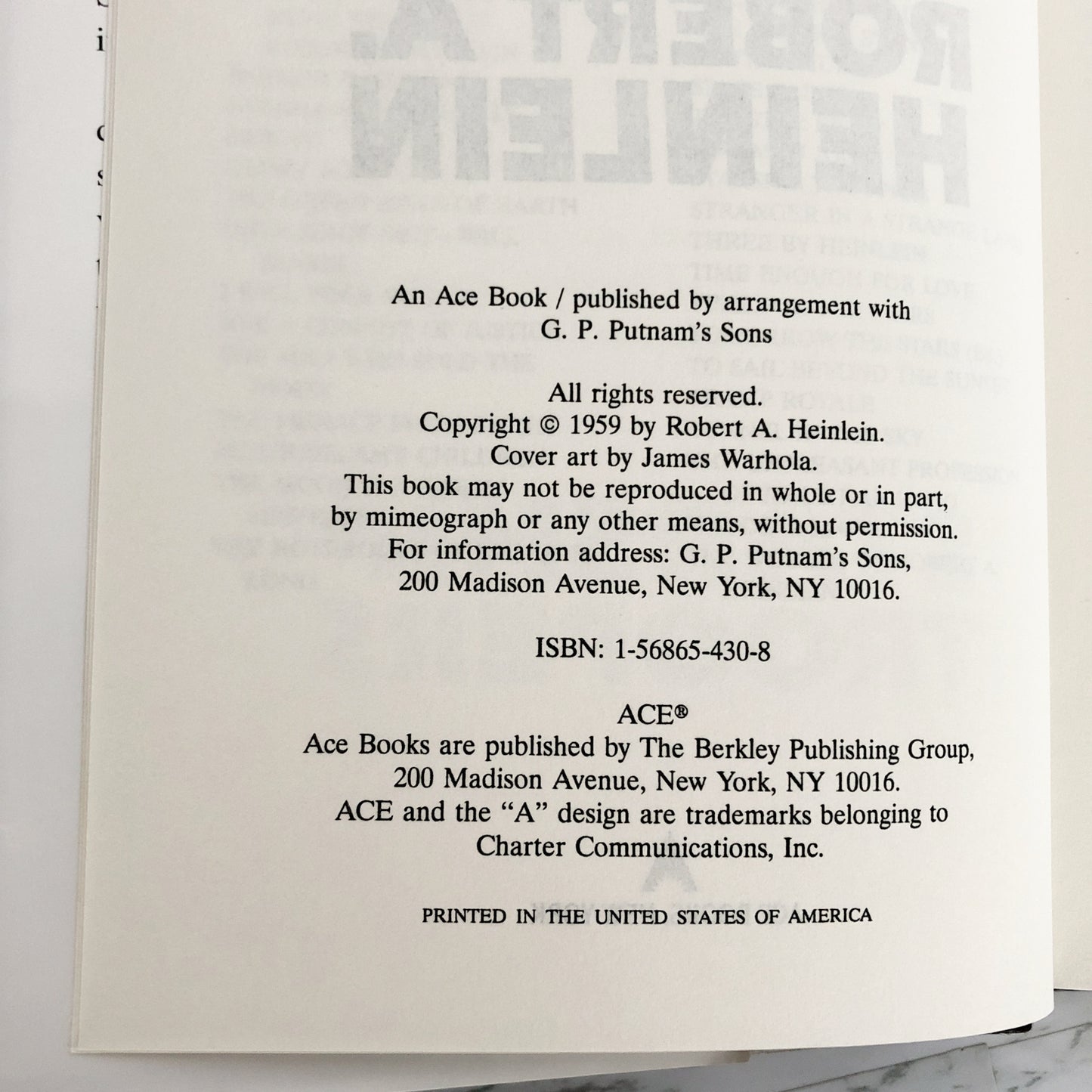 Starship Troopers by Robert A. Heinlein [ACE SFBC HARDCOVER / 1997]