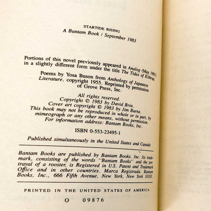 Startide Rising by David Brin [FIRST EDITION] 1983 • Bantam Spectra