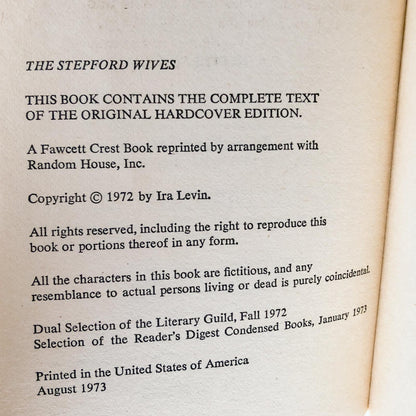 The Stepford Wives by Ira Levin [FIRST PAPERBACK PRINTING / 1973]