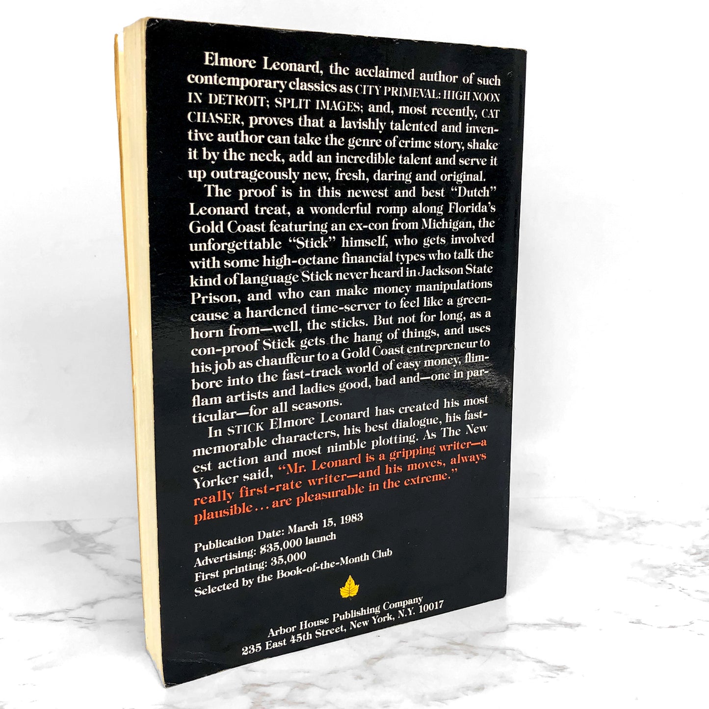 Stick by Elmore Leonard [ADVANCE READER'S COPY] 1983 • Uncorrected Proof • Arbor House