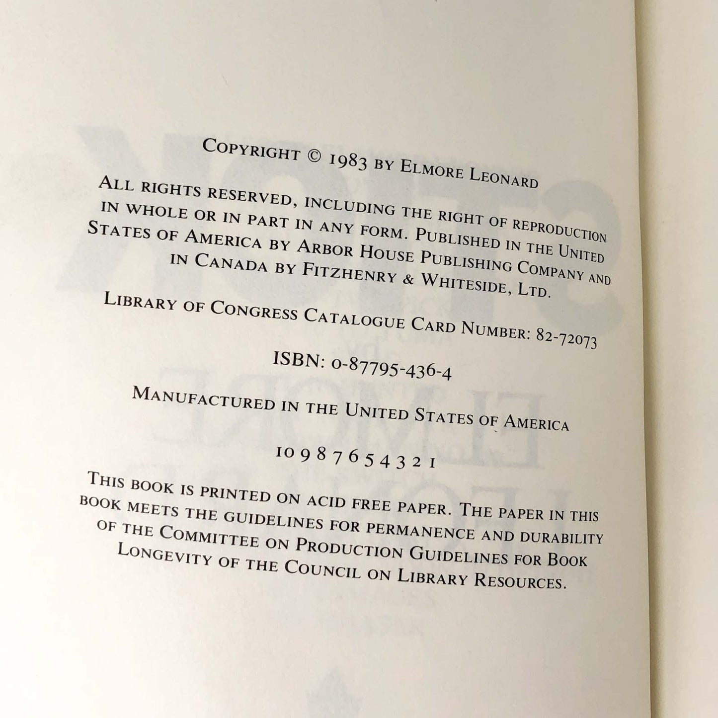 Stick by Elmore Leonard [ADVANCE READER'S COPY] 1983 • Uncorrected Proof • Arbor House