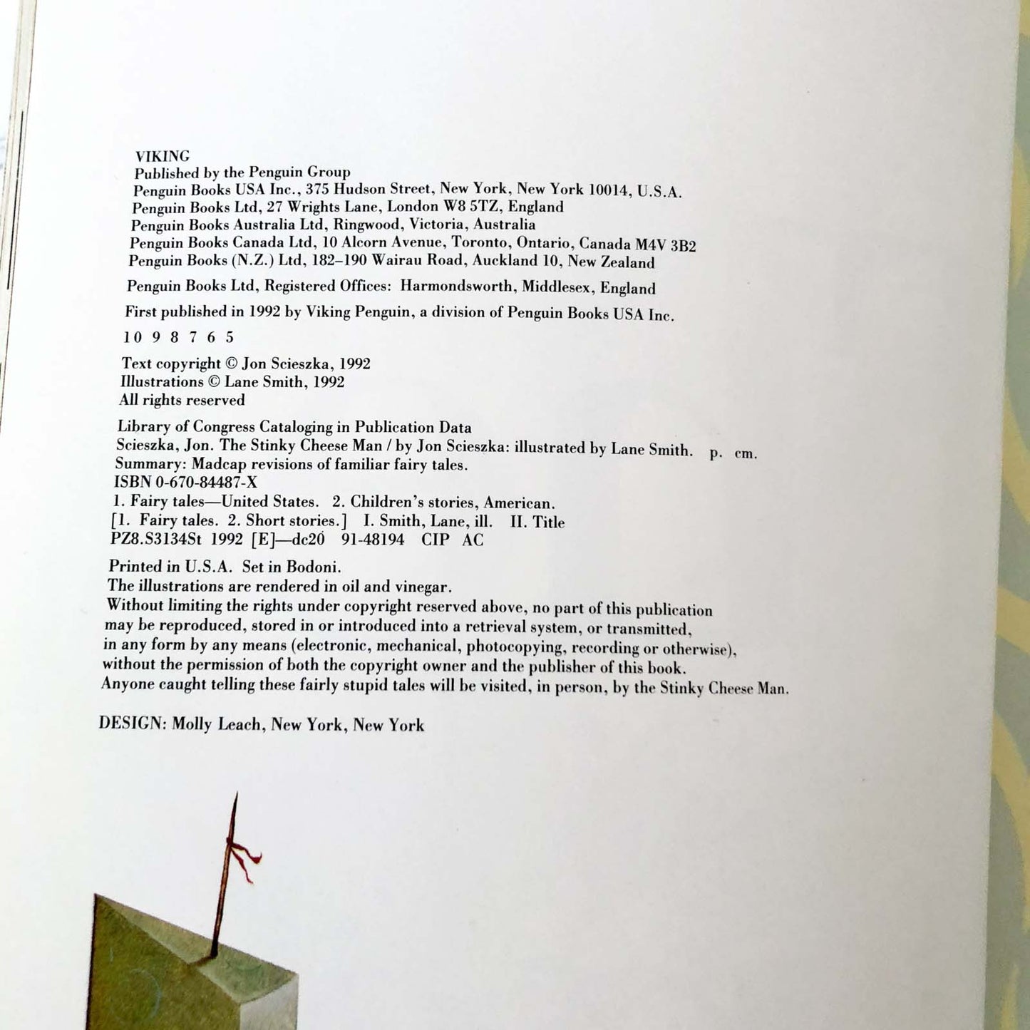 The Stinky Cheese Man & Other Fairly Stupid Tales by Jon Scieszka [FIRST EDITION / FIFTH PRINTING] 1992