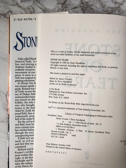 Stone of Tears by Terry Goodkind [FIRST EDITION / FIRST PRINTING] - Bookshop Apocalypse