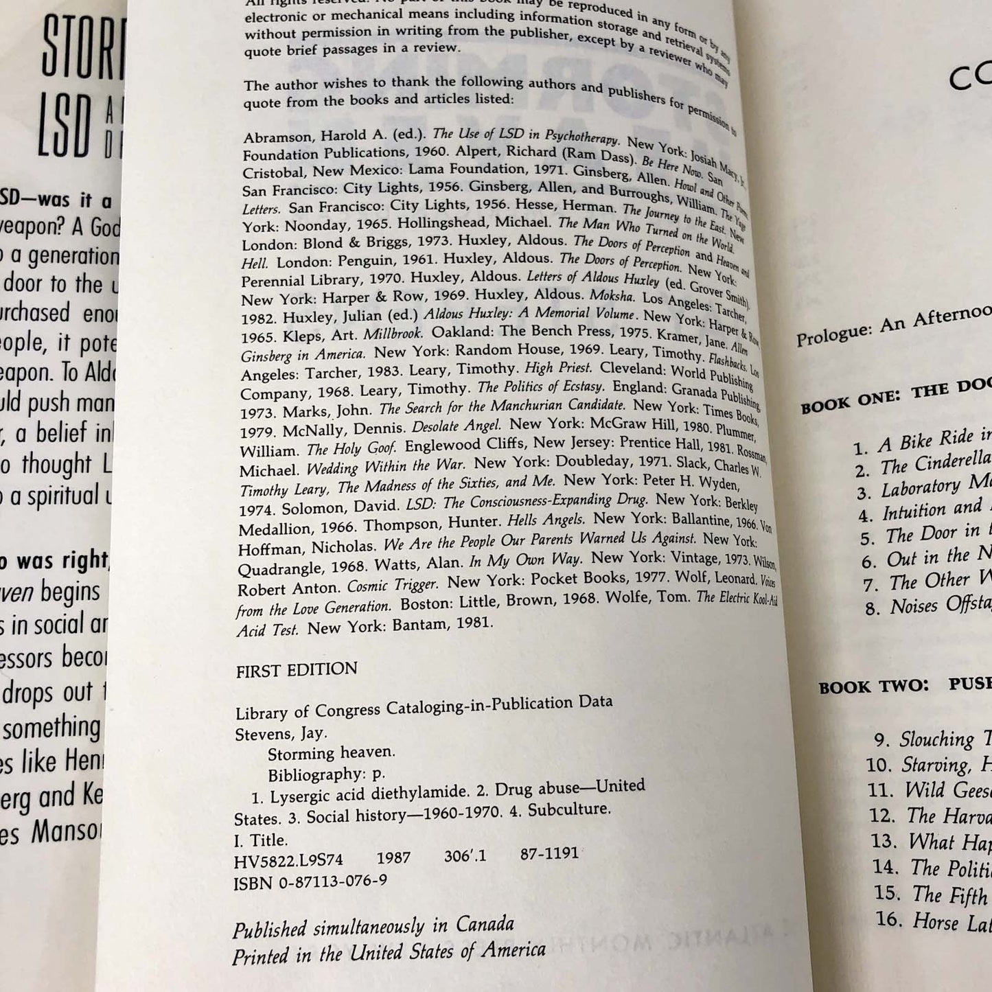 Storming Heaven: LSD and the American Dream by Jay Stevens [FIRST EDITION • FIRST PRINTING] 1987