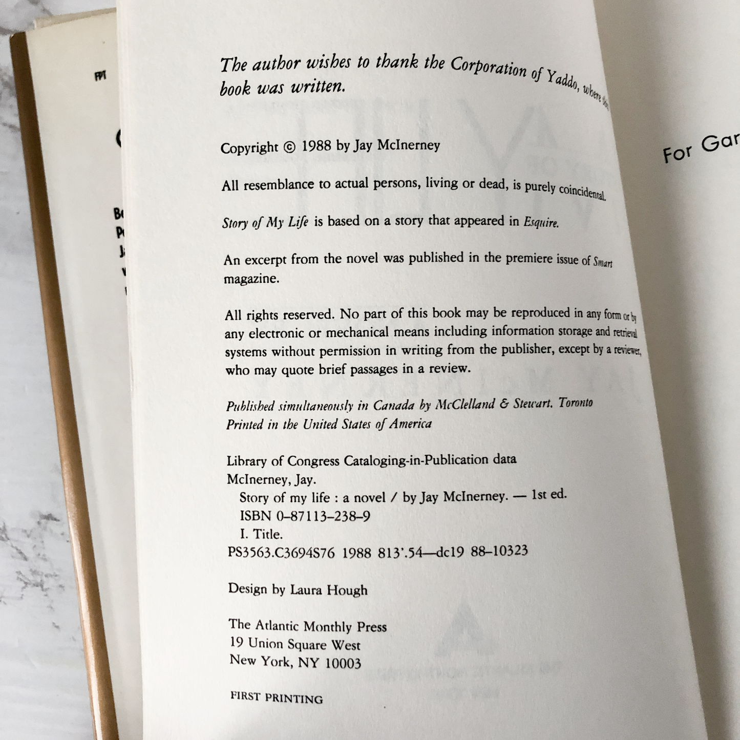 Story of my Life by Jay McInerey [FIRST EDITION] - Bookshop Apocalypse