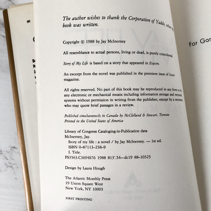 Story of my Life by Jay McInerey [FIRST EDITION] - Bookshop Apocalypse