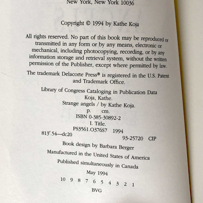 Strange Angels by Kathe Koja SIGNED! [FIRST EDITION / FIRST PRINTING] 1994