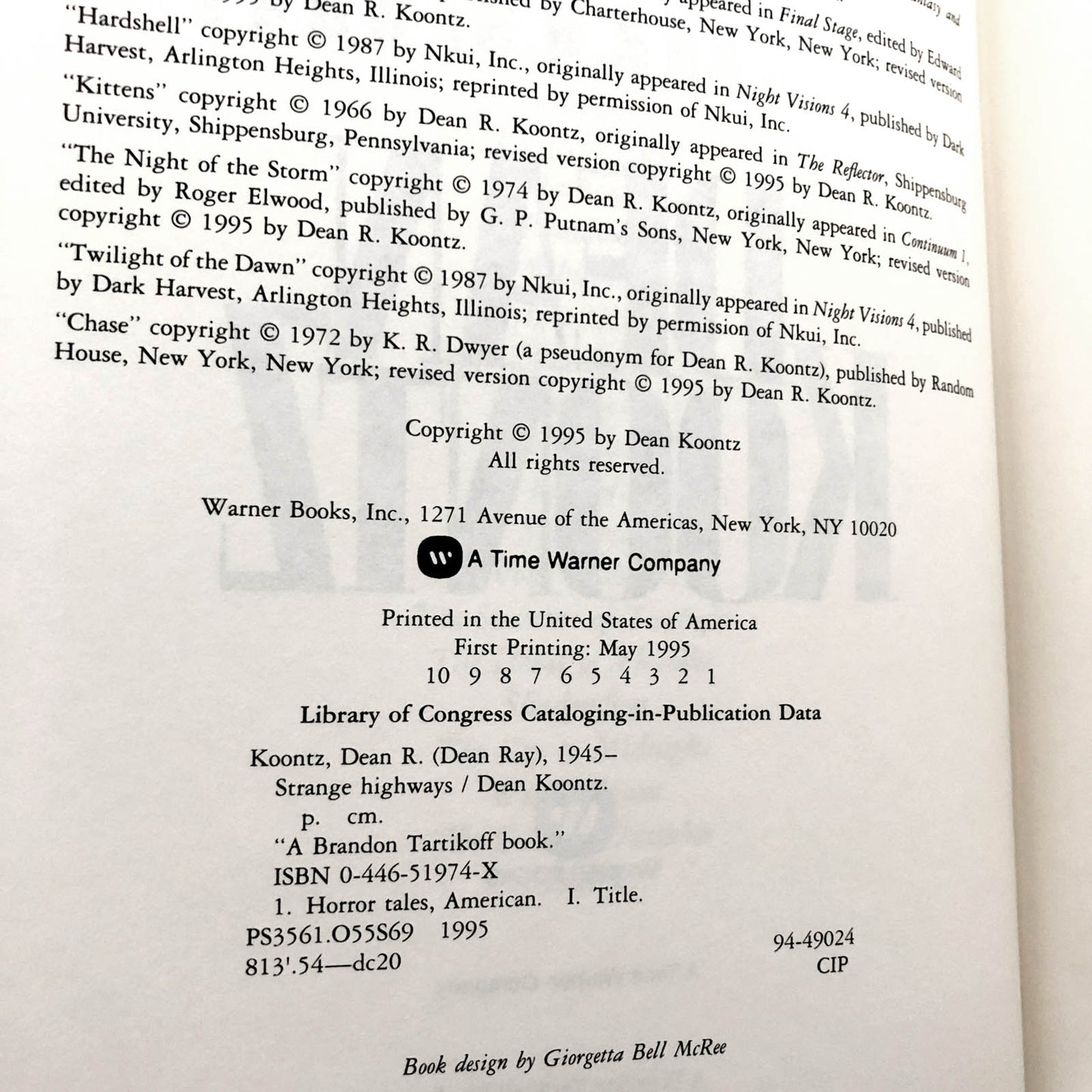 Strange Highways by Dean Koontz SIGNED! [FIRST EDITION / FIRST PRINTING] 1995