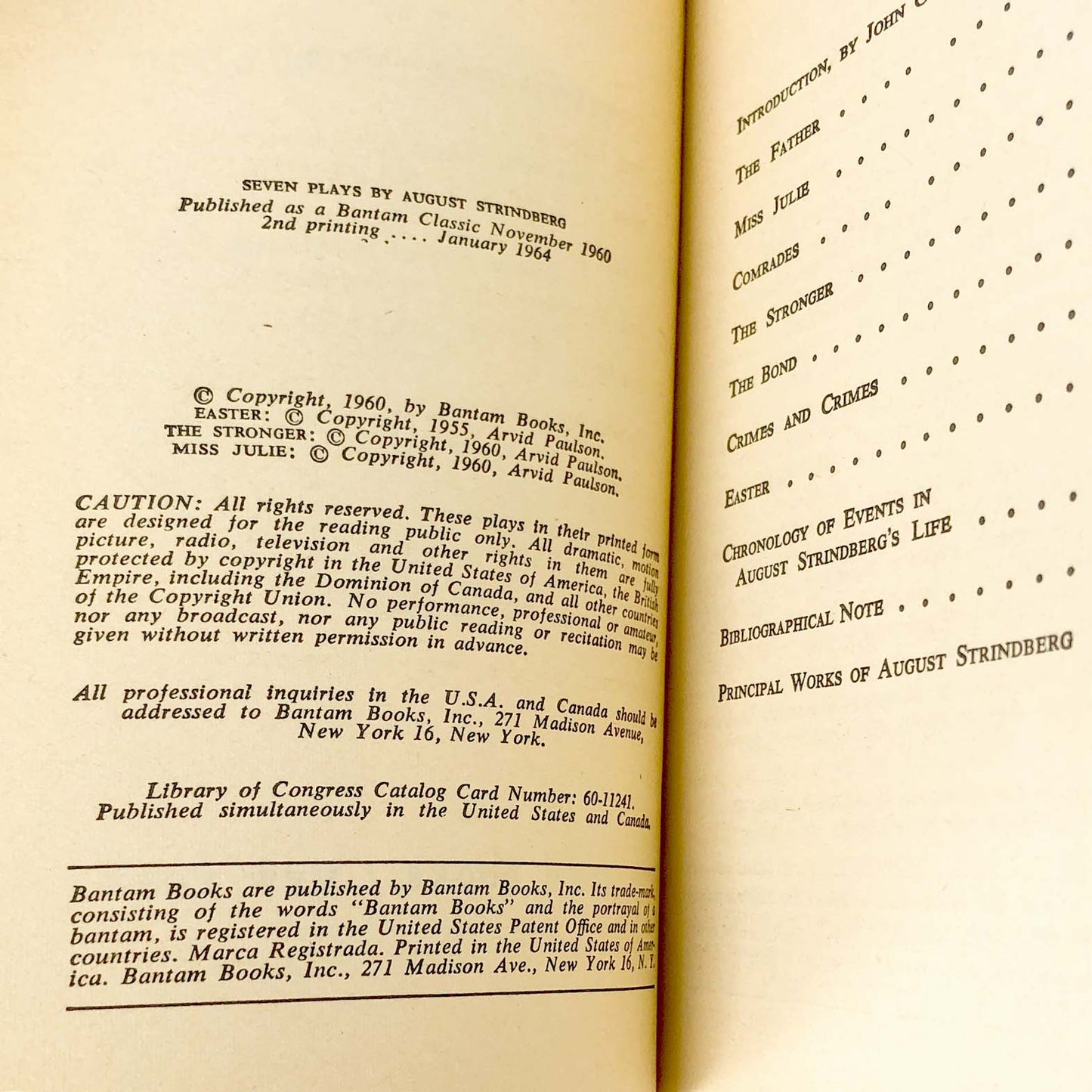 Seven Plays by August Strindberg [1964 PAPERBACK] • Bantam Books