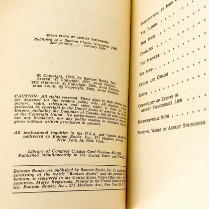 Seven Plays by August Strindberg [1964 PAPERBACK] • Bantam Books