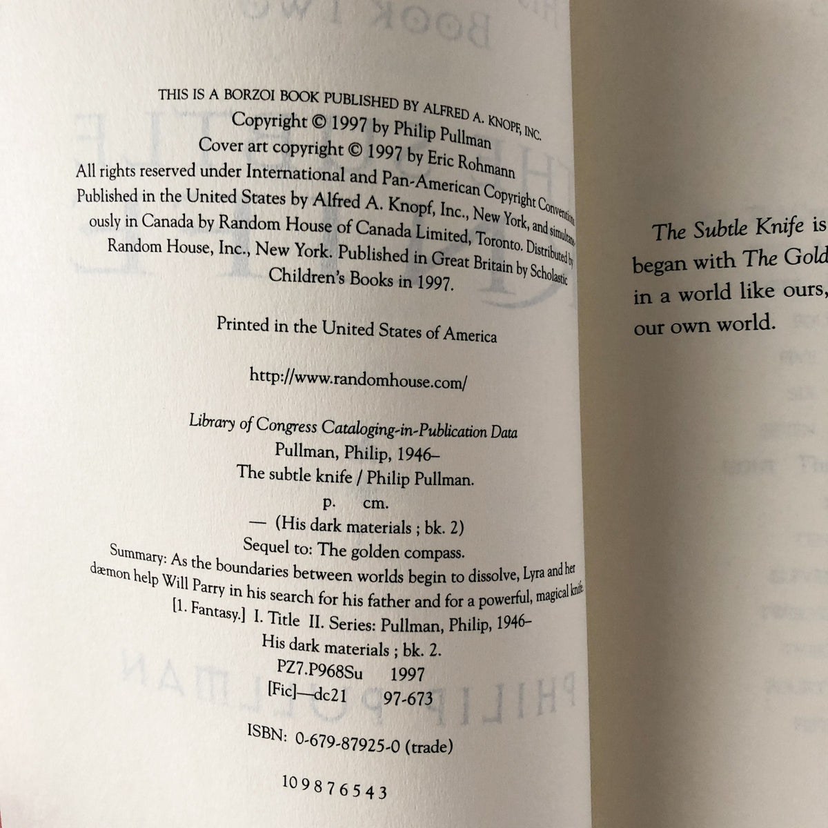 The Subtle Knife by Philip Pullman [FIRST PAPERBACK EDITION] - Bookshop Apocalypse