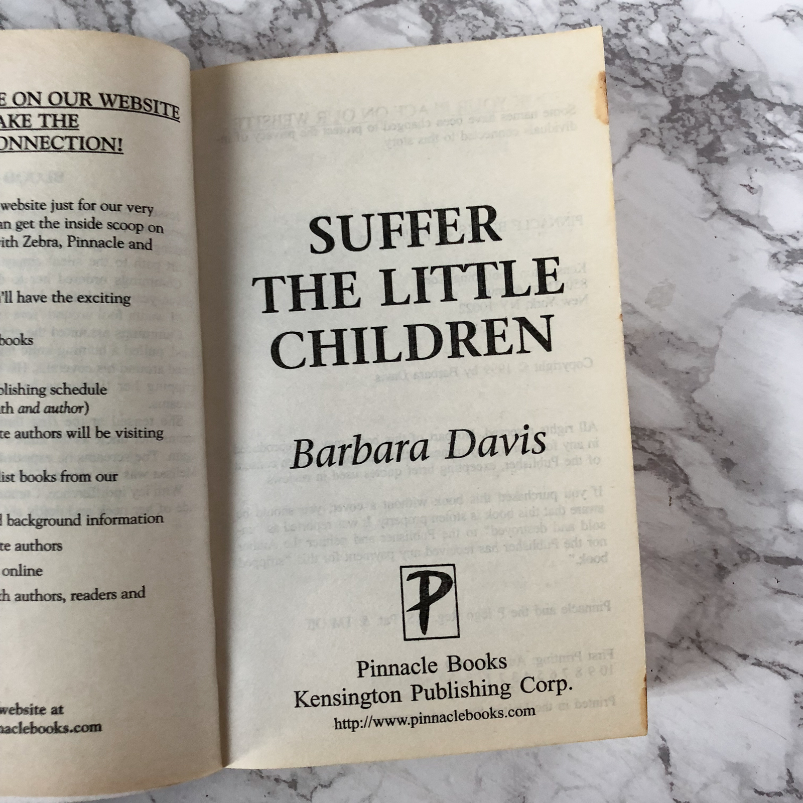 Suffer the Little Children by Barbara Davis [1999 PAPERRBACK] - Bookshop Apocalypse
