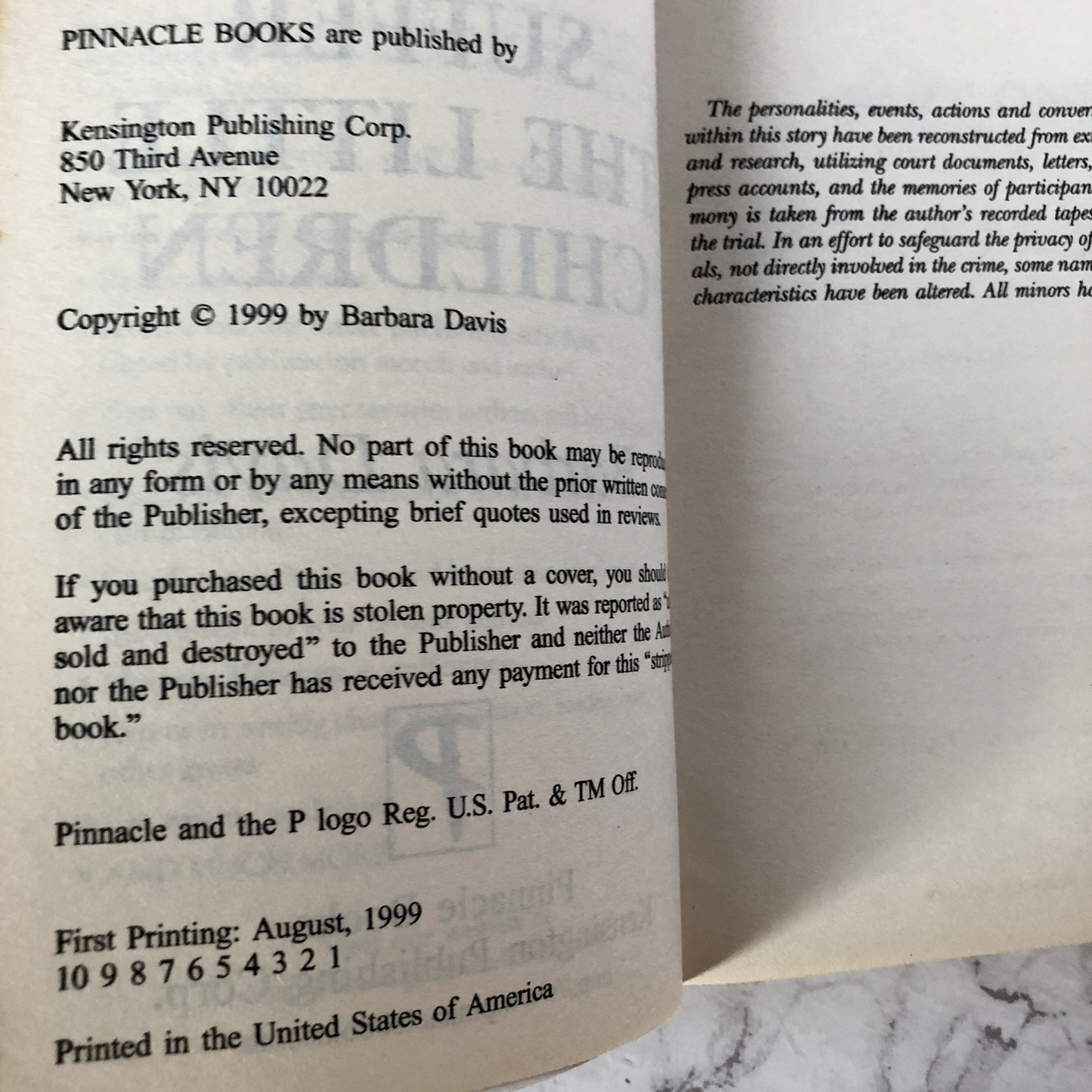 Suffer the Little Children by Barbara Davis [1999 PAPERRBACK] - Bookshop Apocalypse