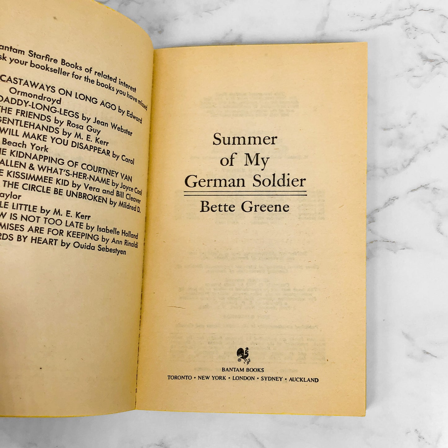 Summer of My German Soldier by Bette Greene [1984 MOVIE TIE-IN PAPERBACK]