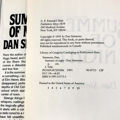 Summer of Night by Dan Simmons [FIRST EDITION] 1991