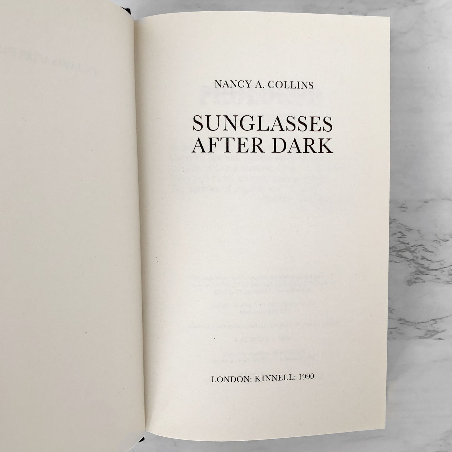 Sunglasses After Dark by Nancy A. Collins [U.K. FIRST EDITION] 1990 // First Hardcover Printing!
