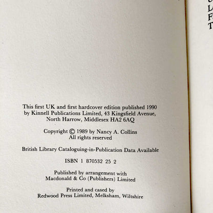 Sunglasses After Dark by Nancy A. Collins [U.K. FIRST EDITION] 1990 // First Hardcover Printing!