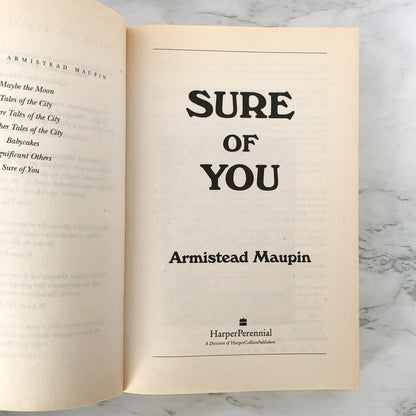 Sure of You by Armistead Maupin SIGNED! [TRADE PAPERBACK] 1994 • HarperPerennial