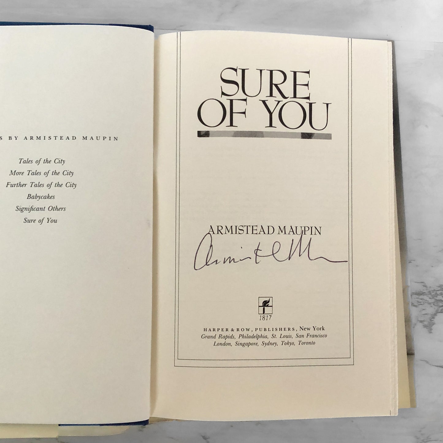Sure of You by Armistead Maupin SIGNED! [FIRST EDITION / FIRST PRINTING] 1989