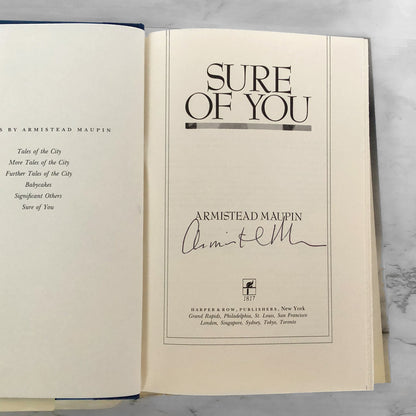 Sure of You by Armistead Maupin SIGNED! [FIRST EDITION / FIRST PRINTING] 1989