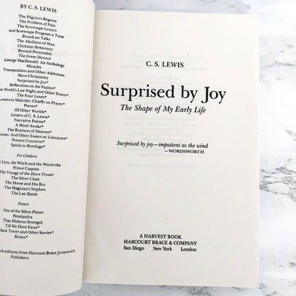 Surprised by Joy: The Shape of My Early Life by C.S. Lewis [TRADE PAPERBACK / 1984]