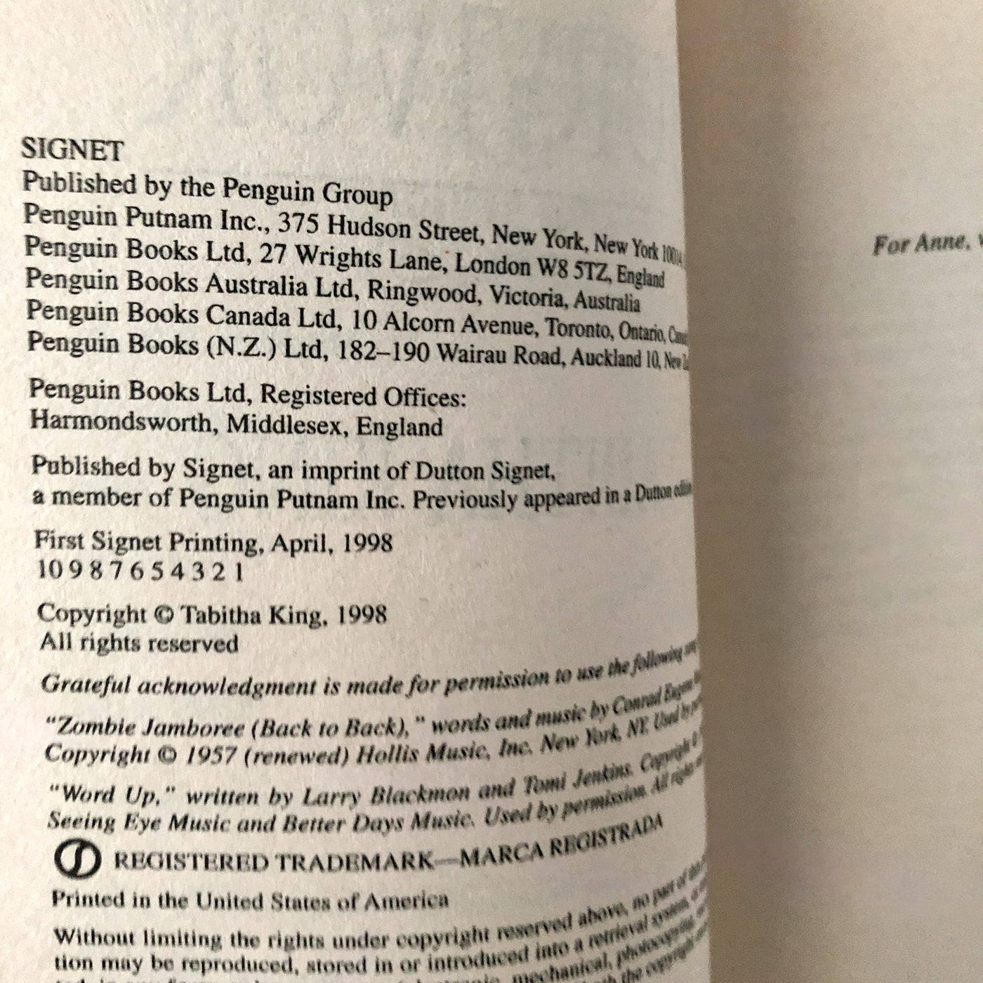 Survivor by Tabitha King [FIRST PAPERBACK PRINTING / 1998]