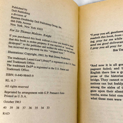 The Sword in the Stone by T.H. White [1963 PAPERBACK EDITION] • Dell