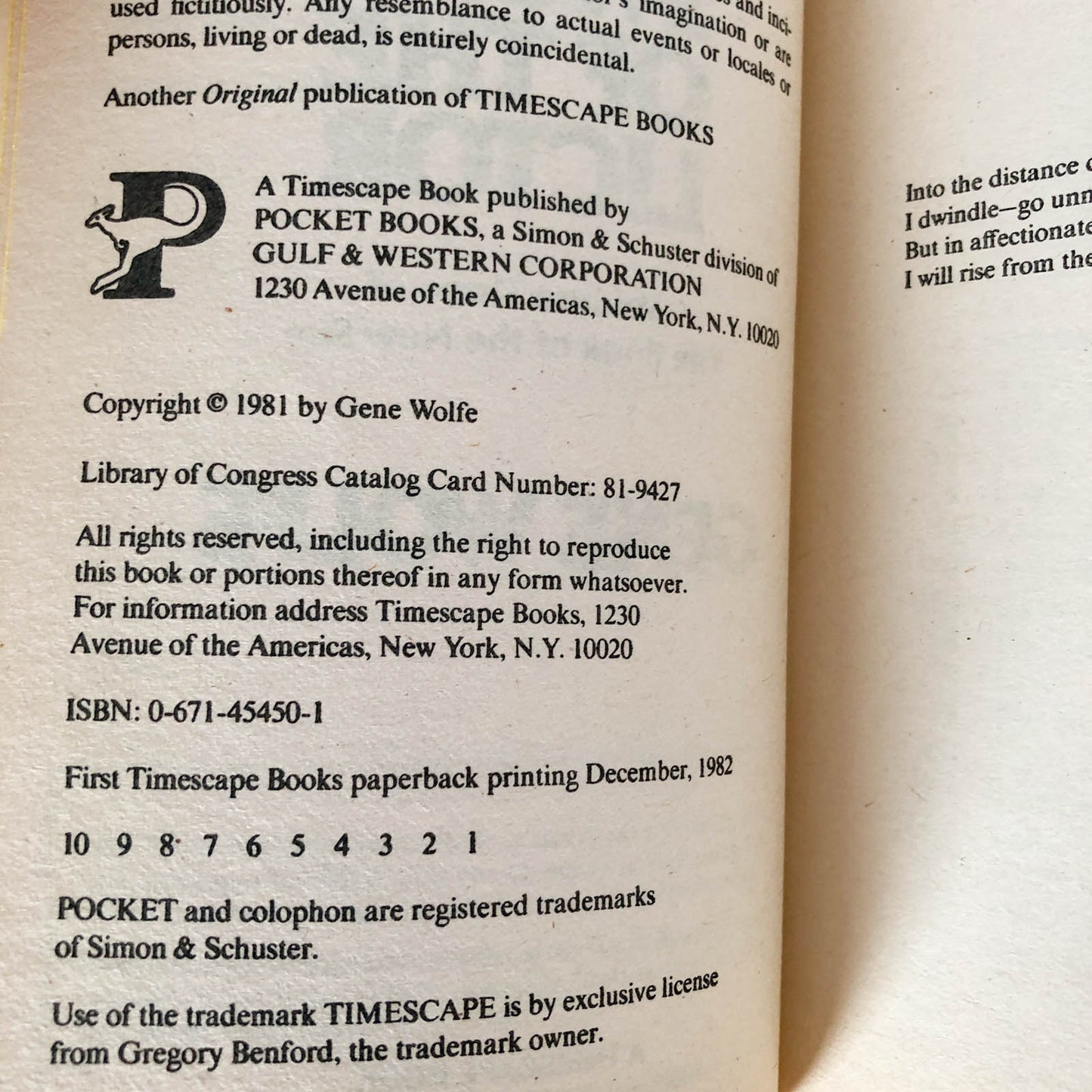 The Sword of the Lictor by Gene Wolfe [FIRST PAPERBACK PRINTING / 1981]