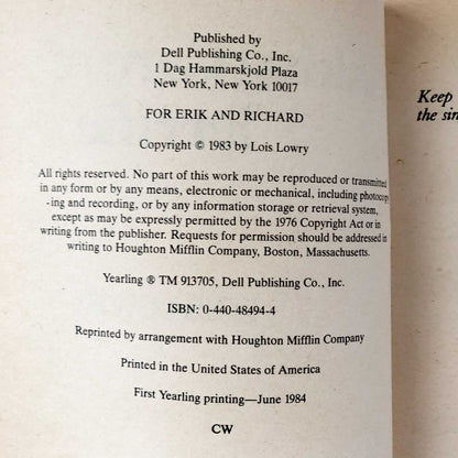 Taking Care of Terrific by Lois Lowry [FIRST PAPERBACK PRINTING / 1984]