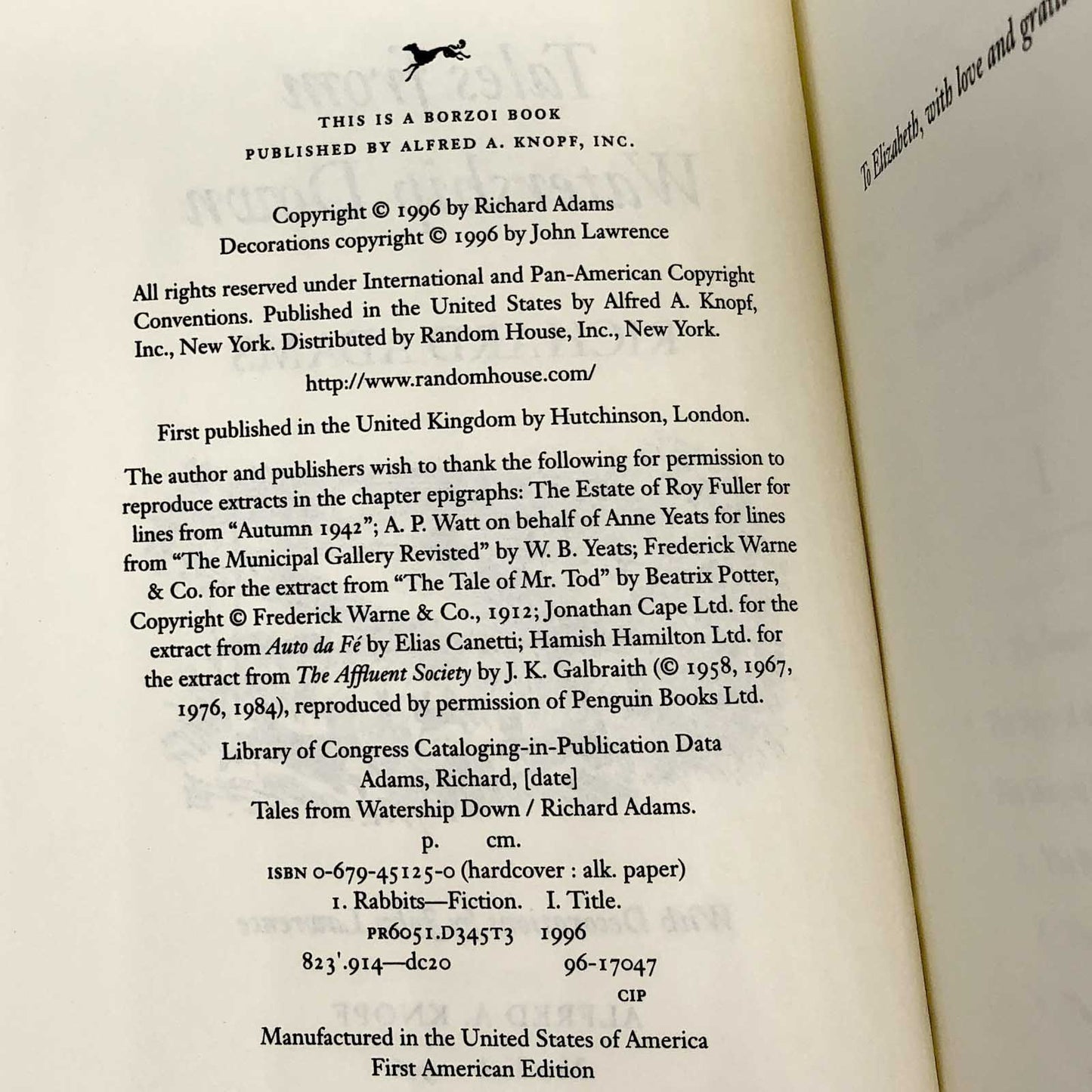 Tales From Watership Down by Richard Adams [FIRST EDITION] 1996