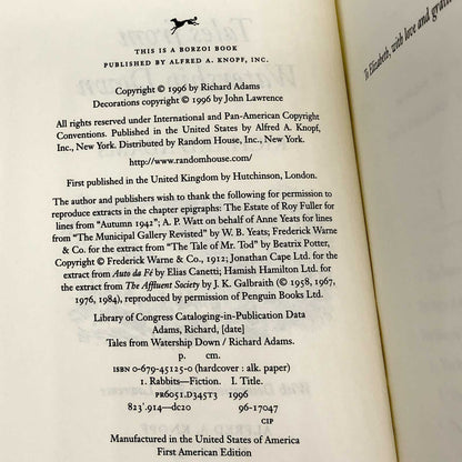 Tales From Watership Down by Richard Adams [FIRST EDITION] 1996