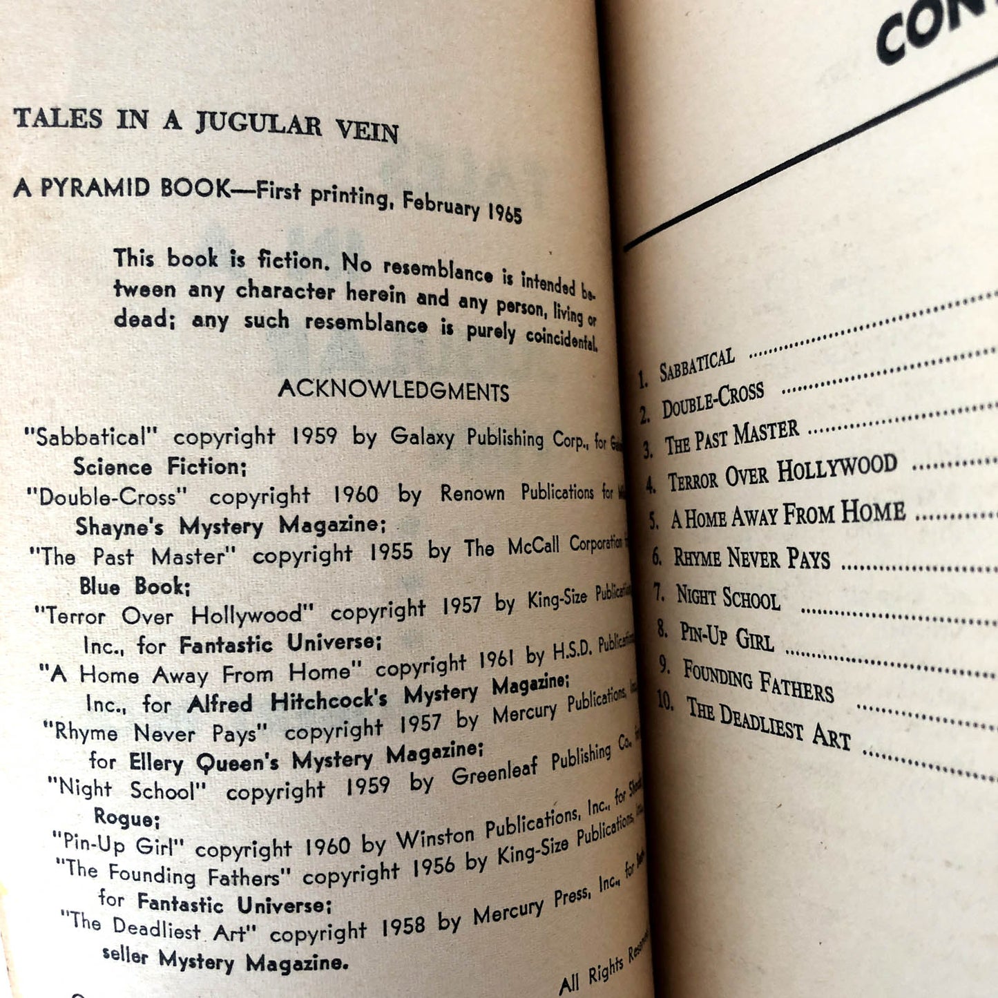 Tales in a Jugular Vein by Robert Bloch [FIRST PRINTING / 1965]